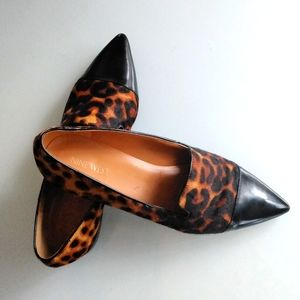 NINE WEST “Trainer” Animal Print Pointed Toe Real Fur Flats